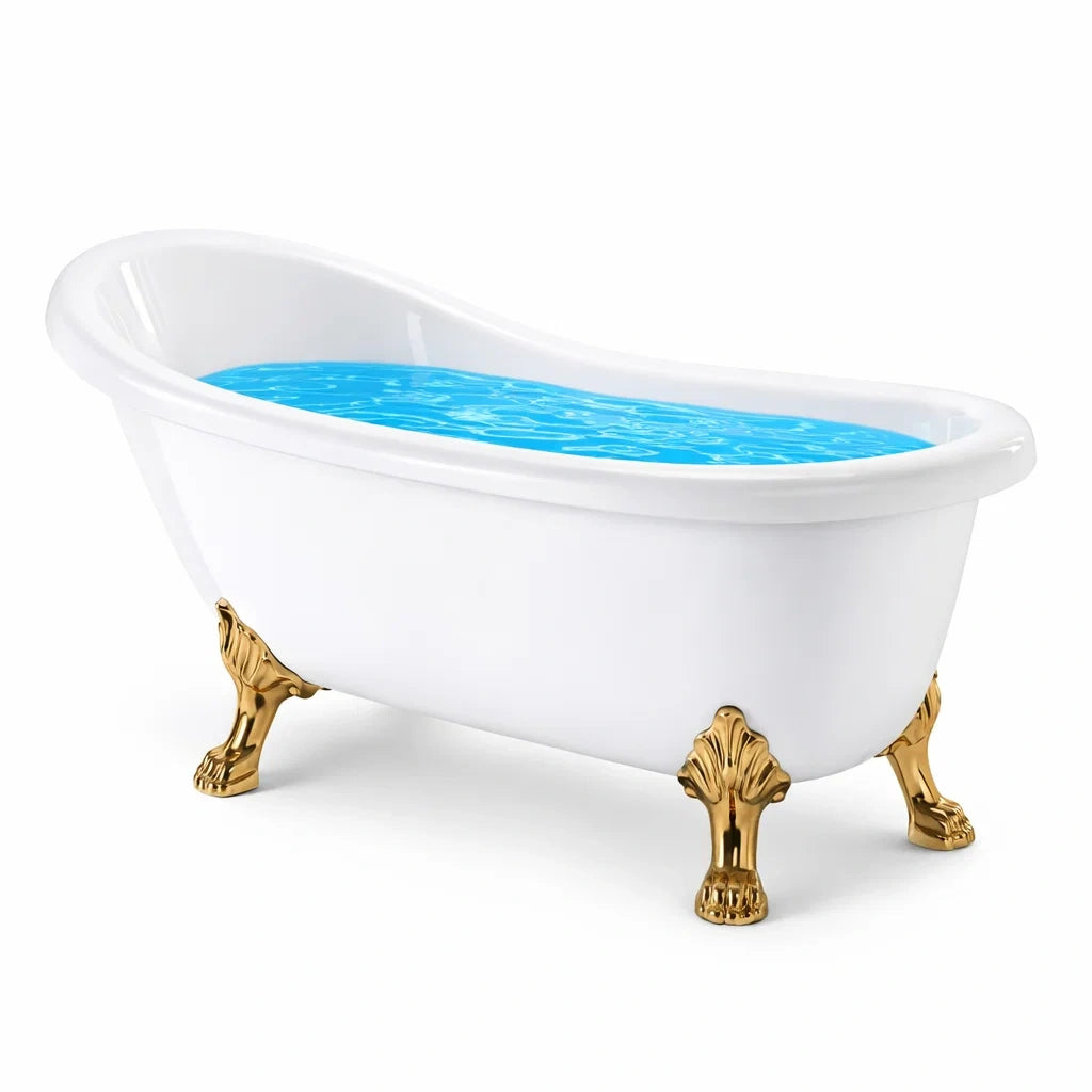 Vasca da bagno freestanding in acrilico con piedi in ottone, 170 cm
