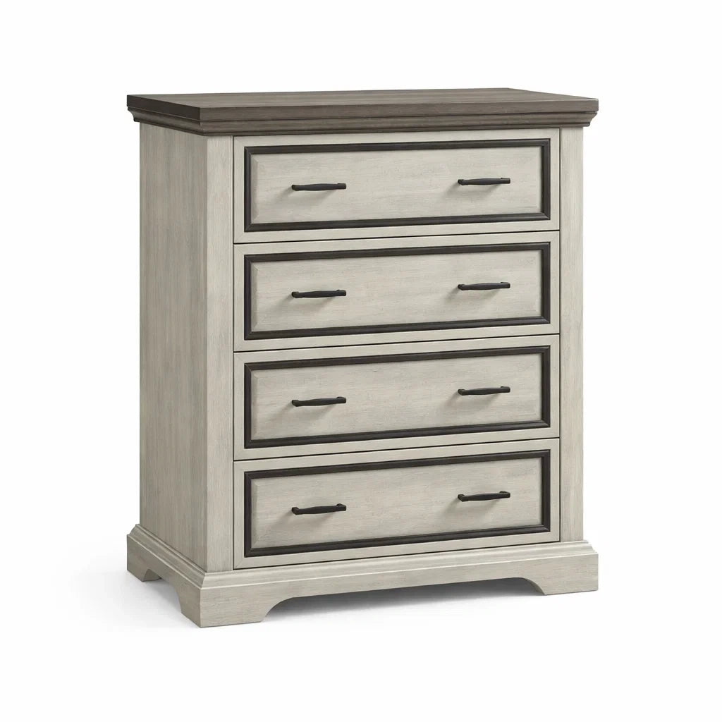 Cassettiera in Legno con 4 Cassetti Bianco e Grigio