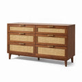 Cassettiera in Legno con Cassetti in Rattan
