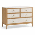 Cassettiera in legno e rattan con 6 cassetti