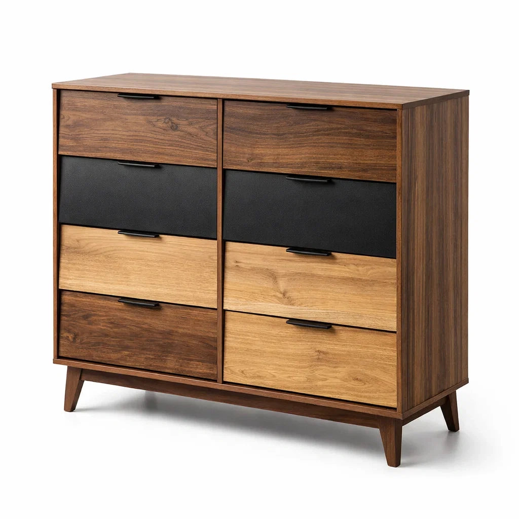 Cassettiera in Legno MDF con 8 Cassetti Multicolore