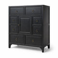 Cassettiera Alta con 9 Cassetti e 1 Anta in Legno Verniciato Nero