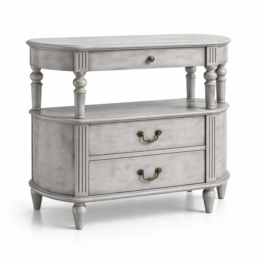Credenza in Legno con Cassetti e Ripiani Grigia
