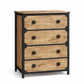 Cassettiera in Legno e Metallo con 4 Cassetti