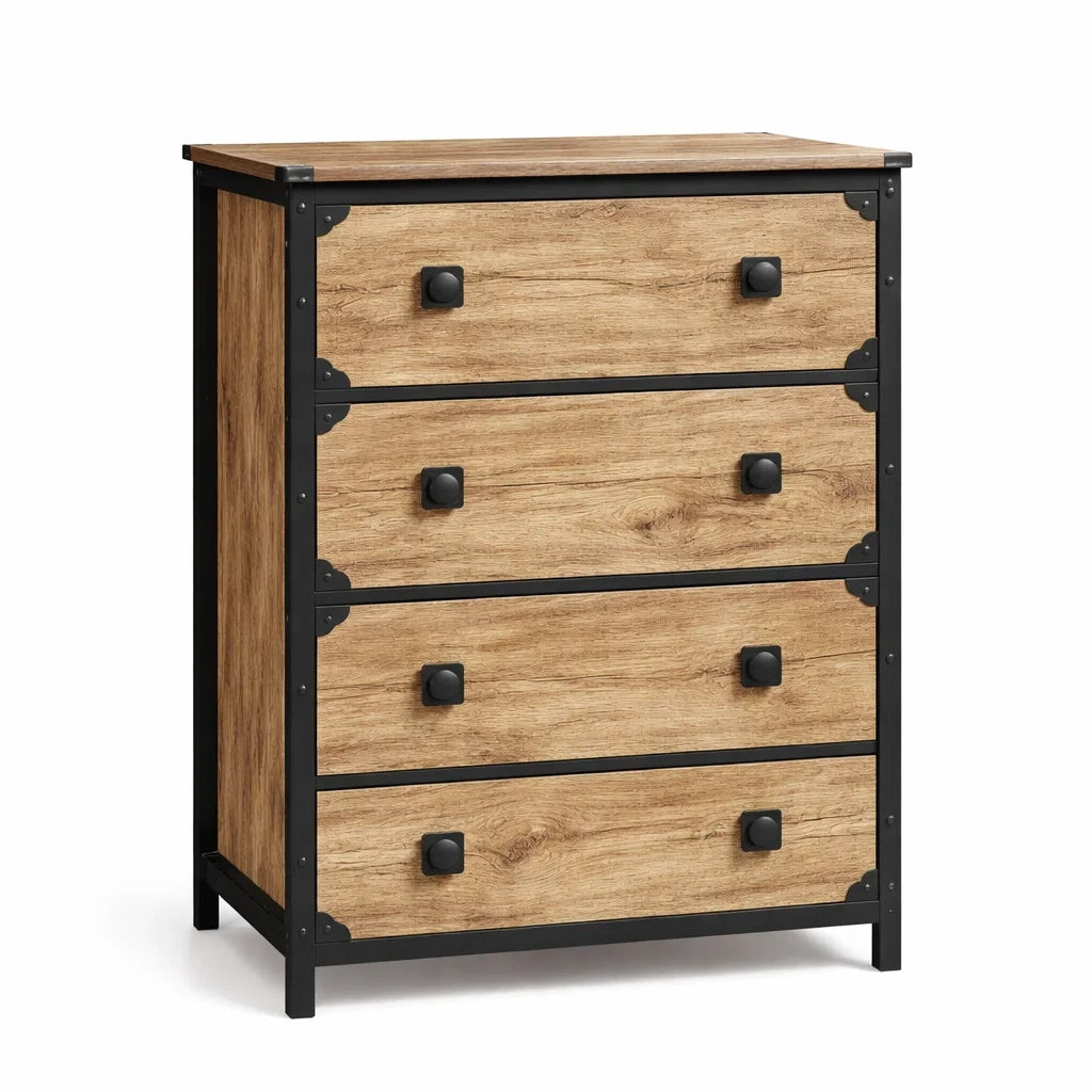 Cassettiera in Legno e Metallo con 4 Cassetti