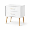 Comodino con 2 cassetti in MDF e gambe in legno