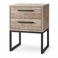 Comodino in legno chiaro e acciaio nero con 2 cassetti 45x35x60cm