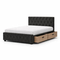 Letto Matrimoniale in Tessuto Nero con Cassetti in Rovere 200x160 cm
