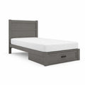 Letto Singolo in Legno Grigio con Cassetto