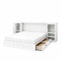 Letto matrimoniale pieghevole in legno con armadi e cassetti, Bianco