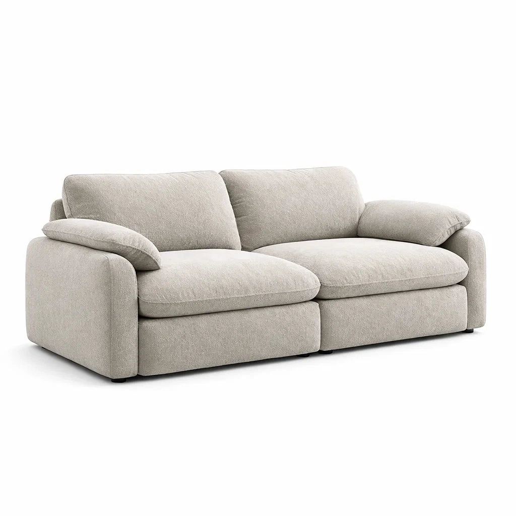Divano a Tre Posti in Tessuto Beige