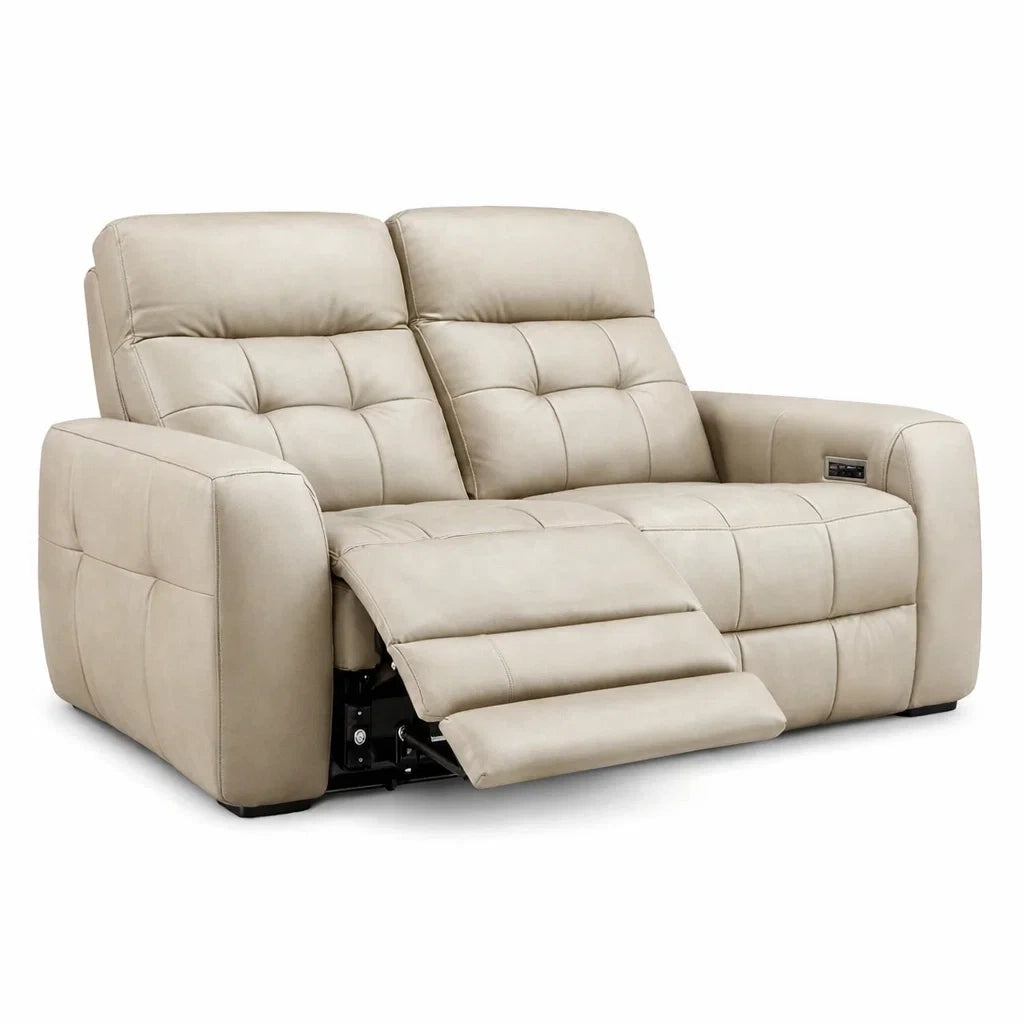 Divano reclinabile a 2 posti in ecopelle beige