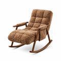 Sedia a Dondolo in Legno con Rivestimento in Peluche Marrone