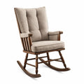 Sedia a Dondolo in Legno e Tessuto Poliestere Beige