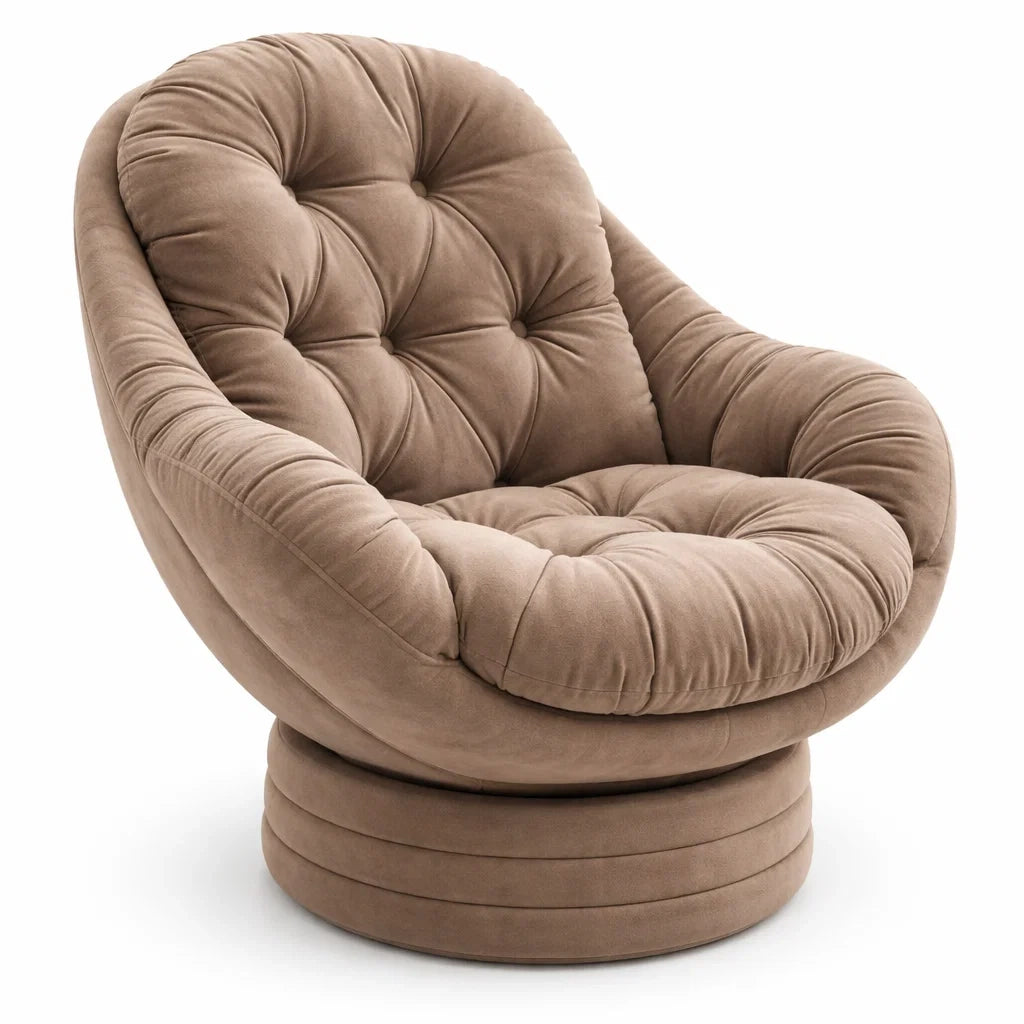 Poltrona girevole in microfibra marrone chiaro 90x85 cm
