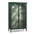 Armadio in Legno MDF con Porte in Vetro Ondulato Verde 180x90x40 cm