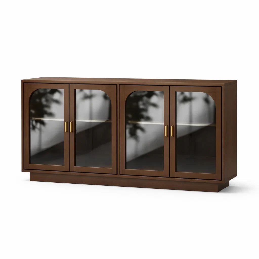 Credenza in Legno con Ante in Vetro Marrone