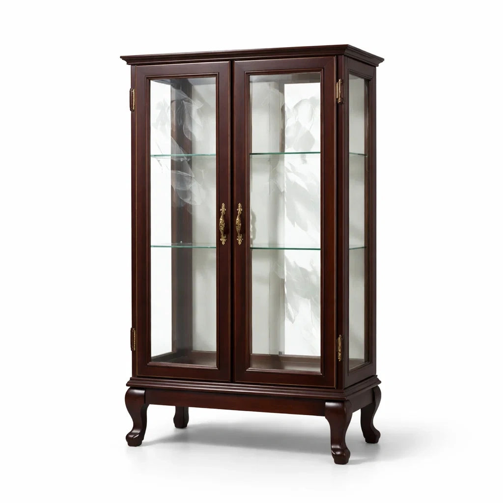 Vetrina in Legno con Porte in Vetro Temperato, Marrone